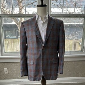 Canali Blue Checkered Mens Blazer 42R Model L T13290 Cashmere/Silk